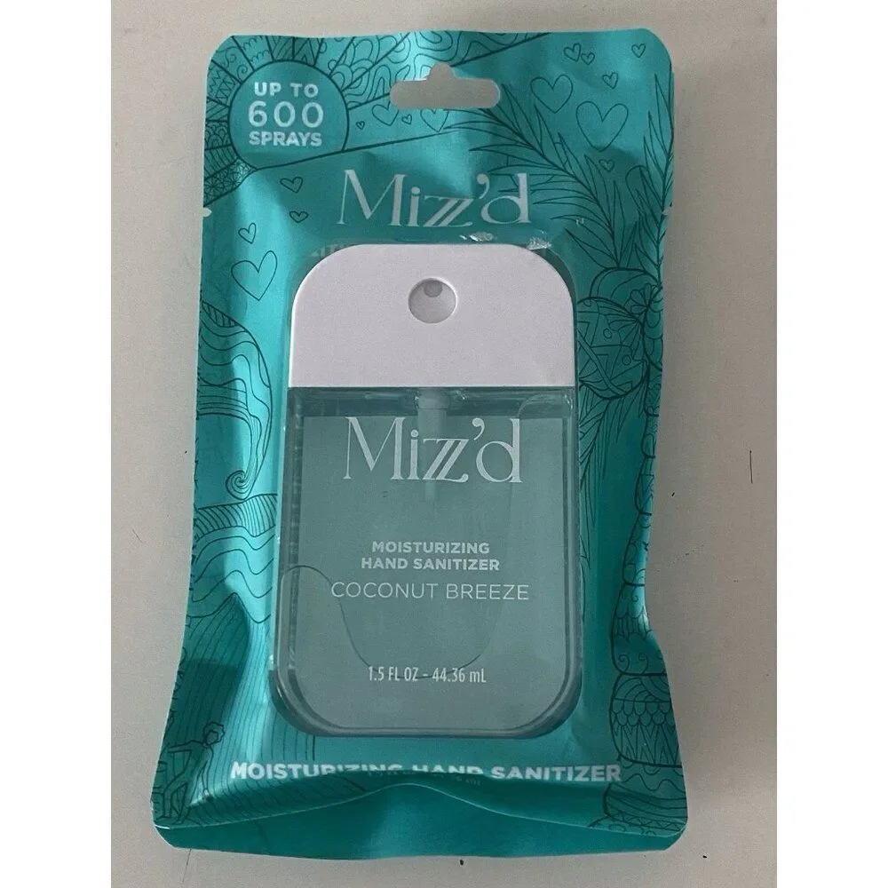 Mizzz’d Scented Hand Sanitizer Spray 1.5 Fl Oz Coconut‎ Breeze Moisturizing NEW
